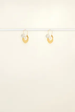 Two-tone crescent hoop brass earrings