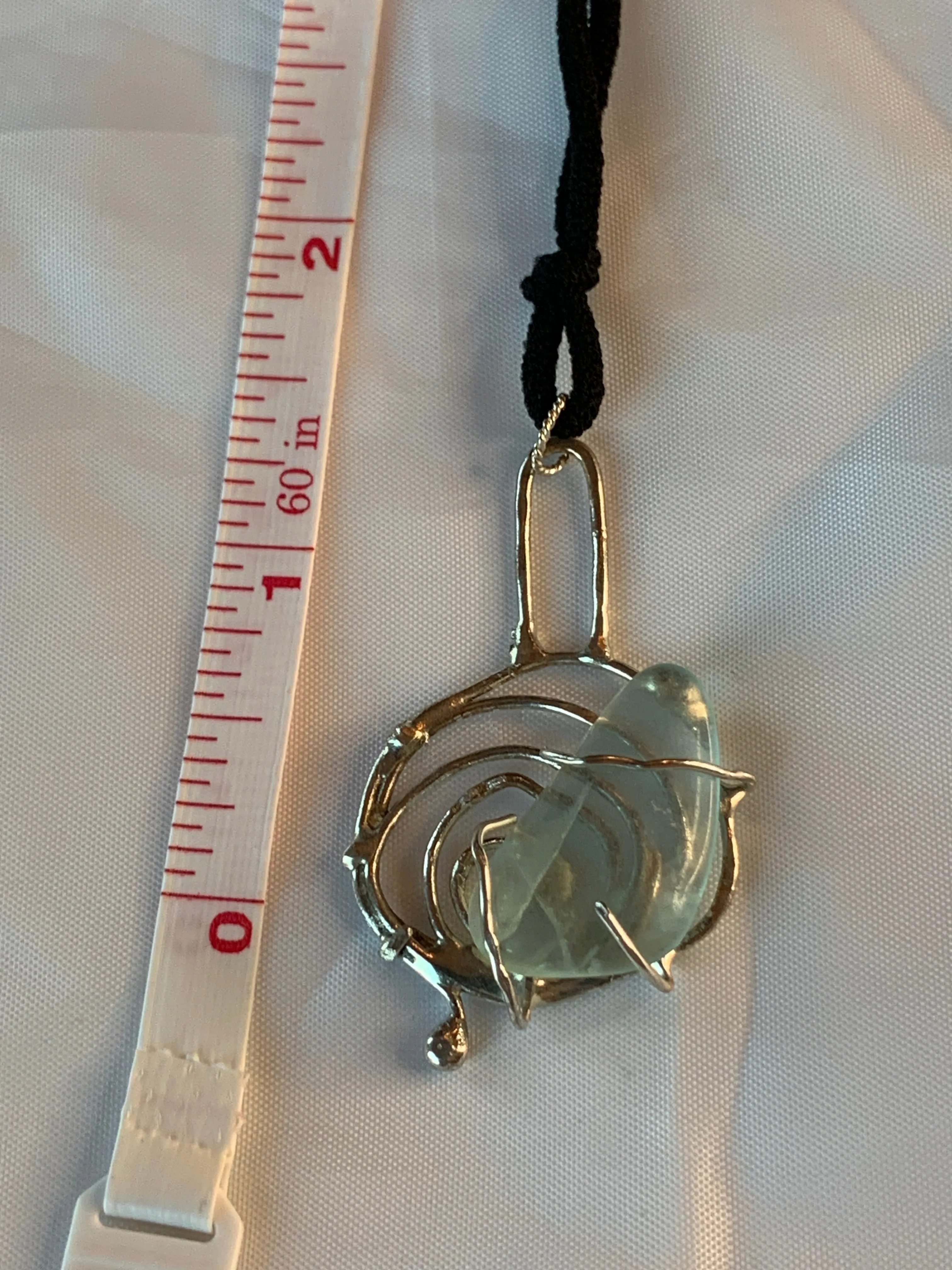 Unique Abstract Fluorite Sterling Silver Pendant
