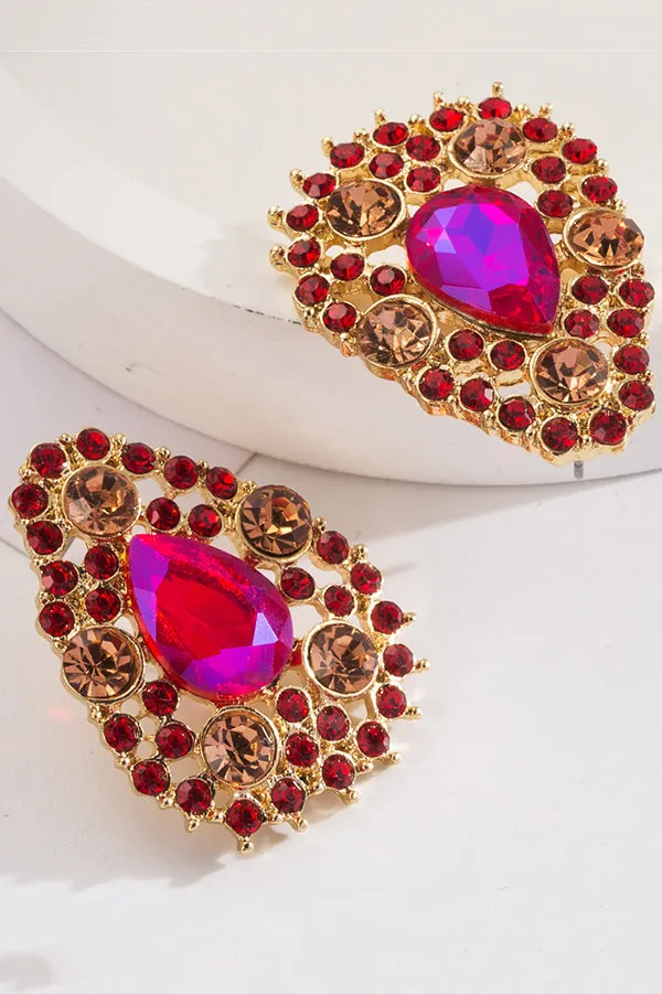 Vintage Alloy Drop-shaped Diamond Earrings