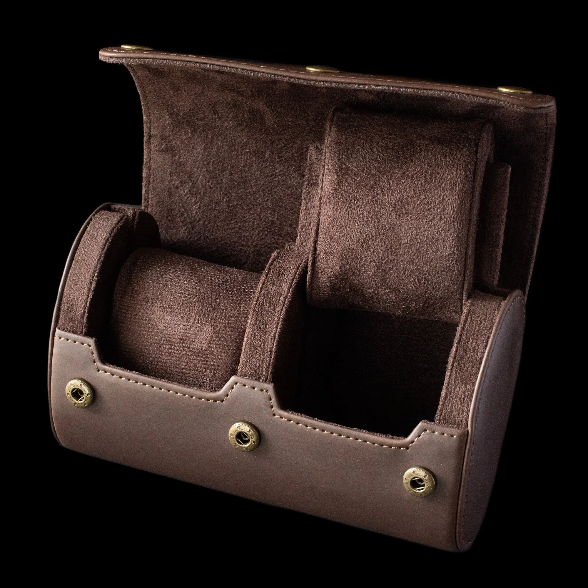 Watch Roll - Luxury Dark Brown 2 Slot Brown Slider