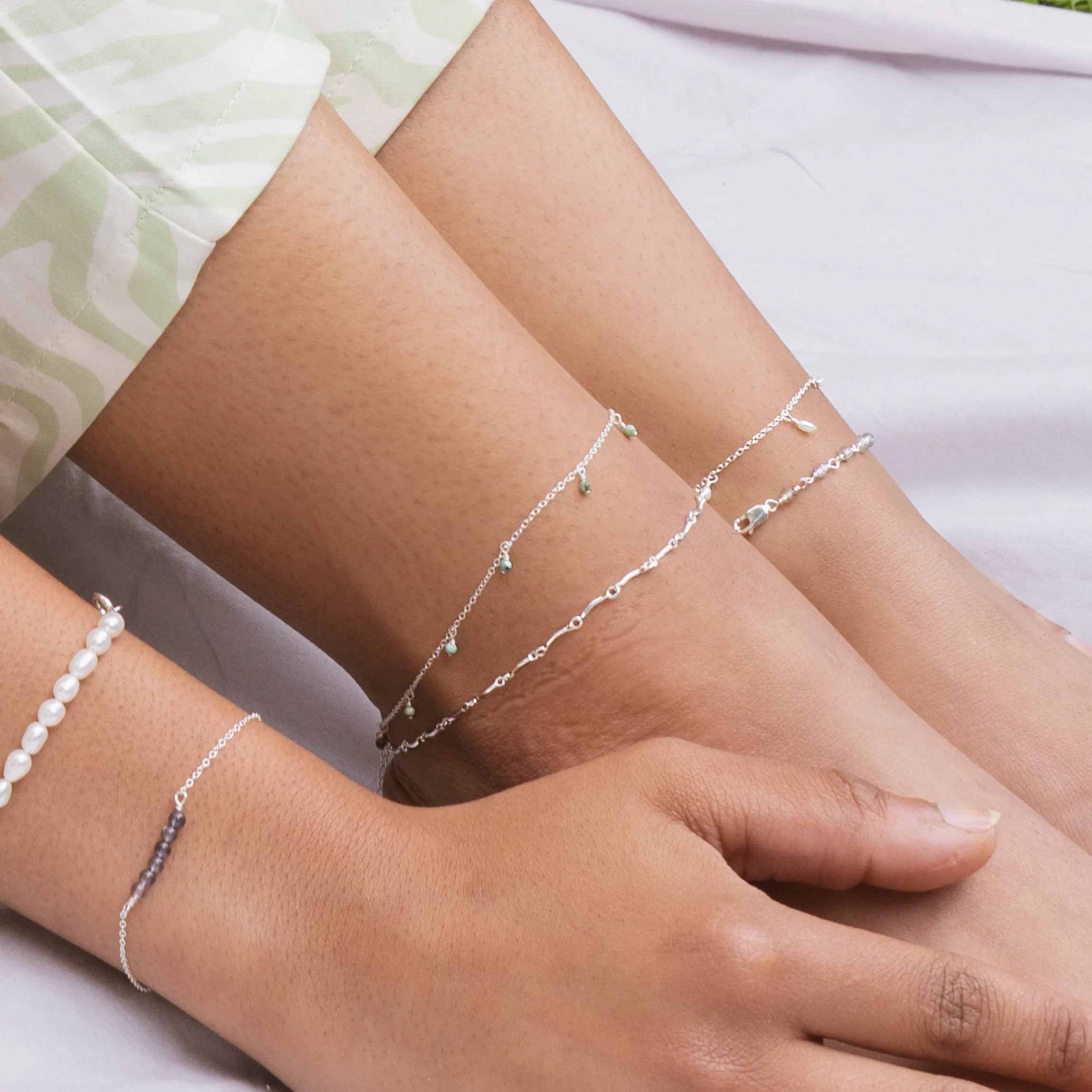 Wave anklet silver