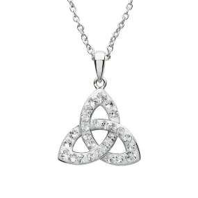 White Crystal Trinity Knot Necklace