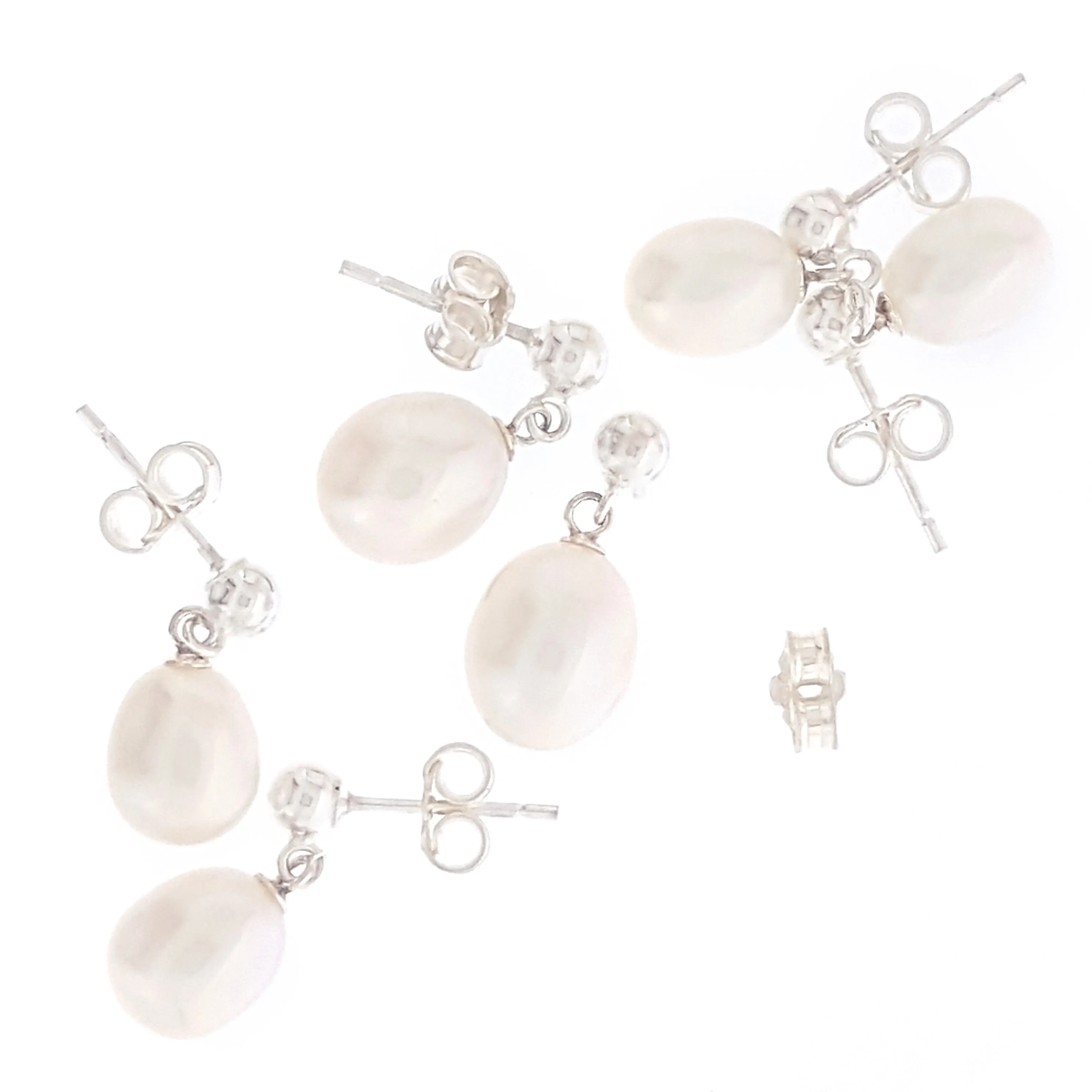 White Pearl Stud Earrings Drop