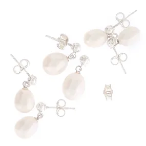 White Pearl Stud Earrings Drop