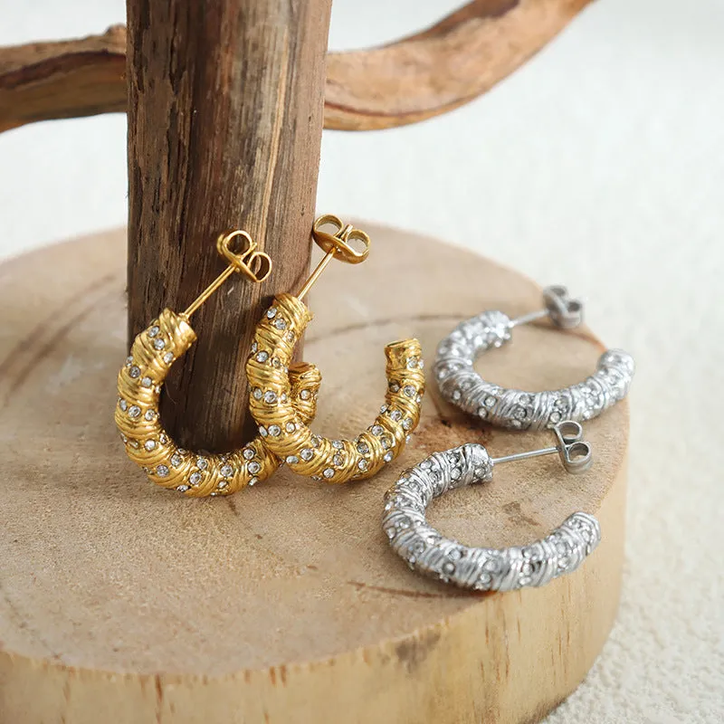 Wholesale Niche New Diamond Inlaid Fashion Gold Plated Earring