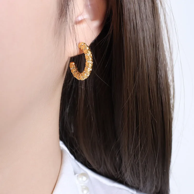 Wholesale Niche New Diamond Inlaid Fashion Gold Plated Earring