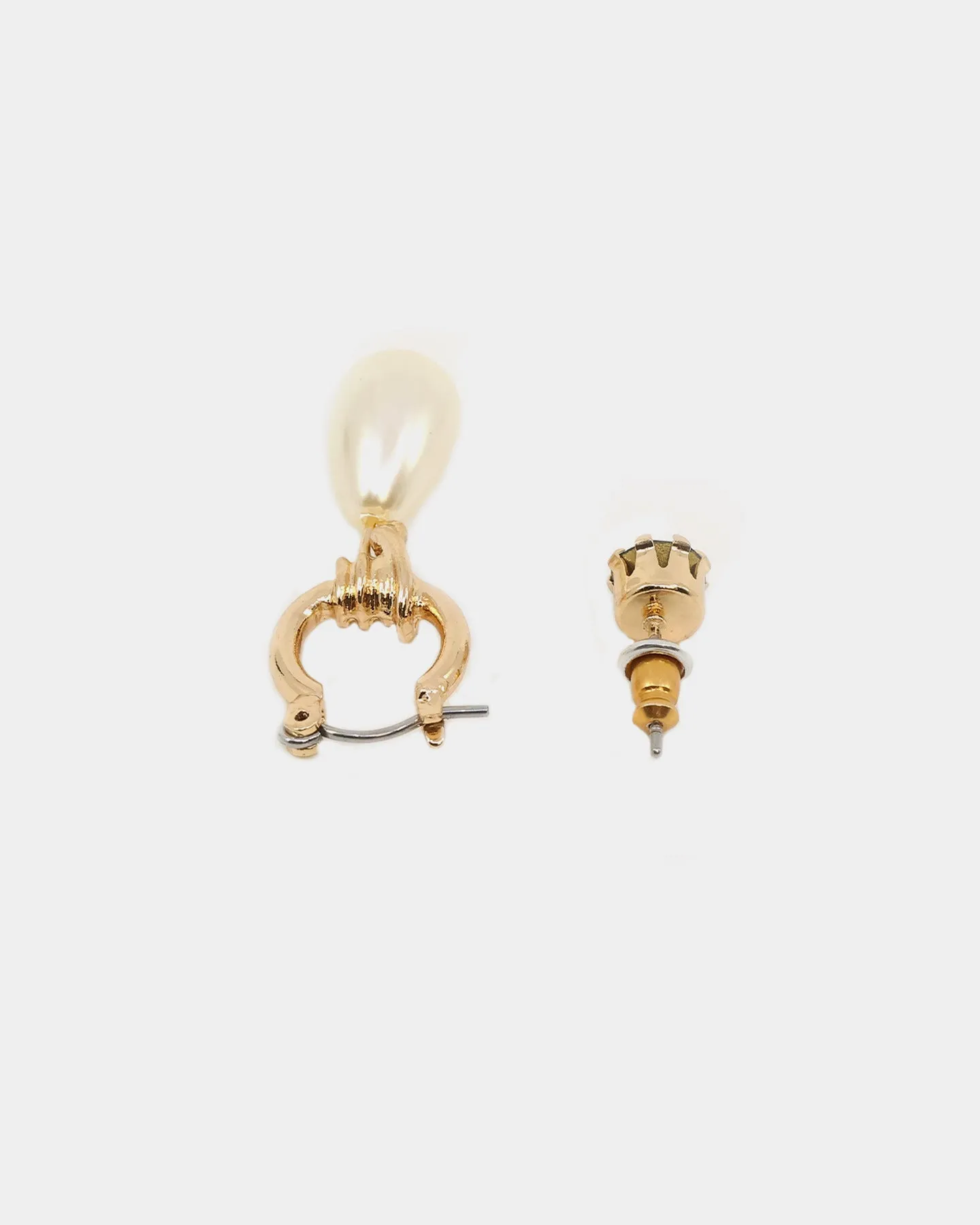 Wild For The Weekend Pearl And Crystal Earrings Set Gold