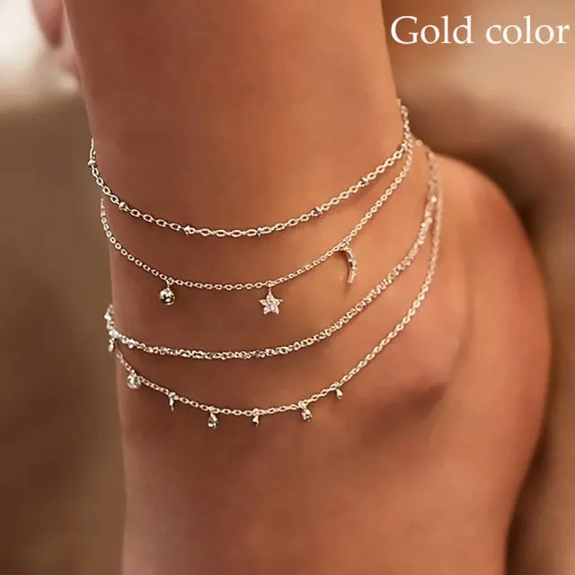 Women summer beach bohemia cute chain anklets