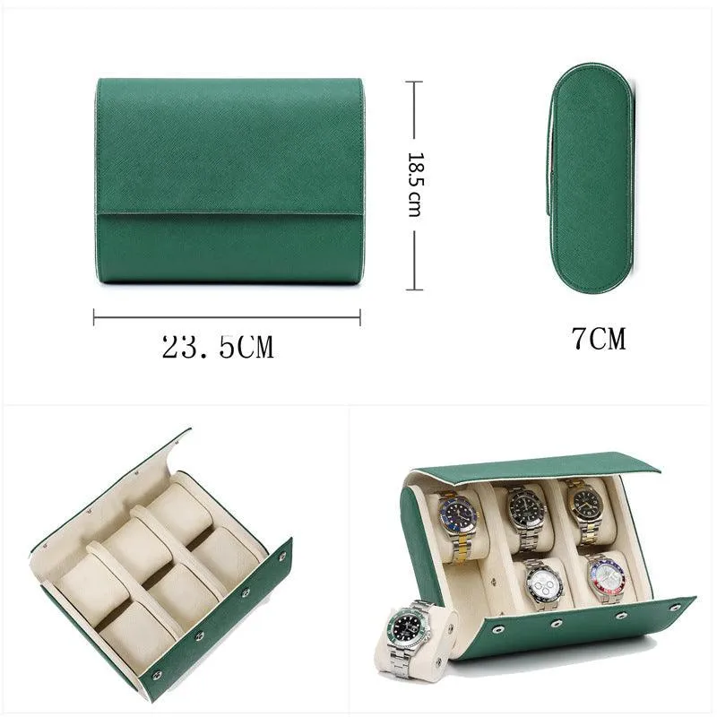Woosir Trend Leather Watch Case for 6 Watches