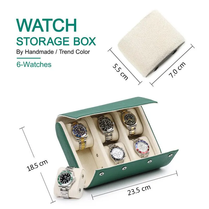 Woosir Trend Leather Watch Case for 6 Watches