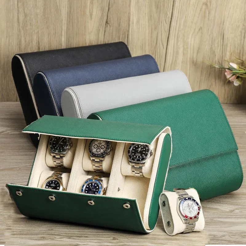 Woosir Trend Leather Watch Case for 6 Watches