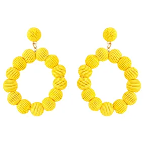 Yellow Cord Wrap Hoop Earrings