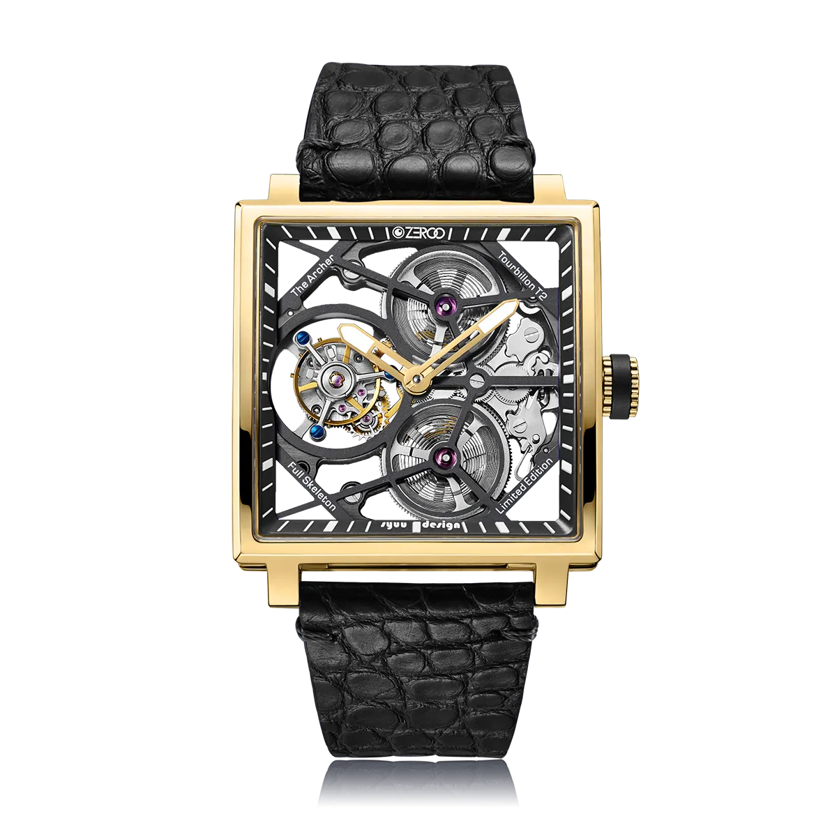 ZEROO T1 THE ARCHER FULL SKELETON TOURBILLONMANUAL TOURBILLON WATCH FOR GENTS - ZT002GBK