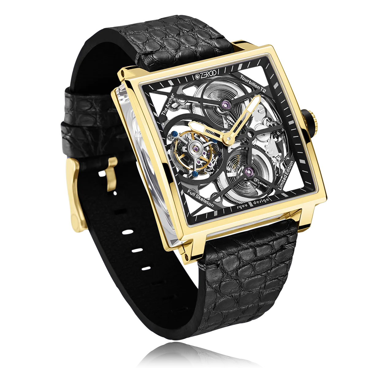 ZEROO T1 THE ARCHER FULL SKELETON TOURBILLONMANUAL TOURBILLON WATCH FOR GENTS - ZT002GBK
