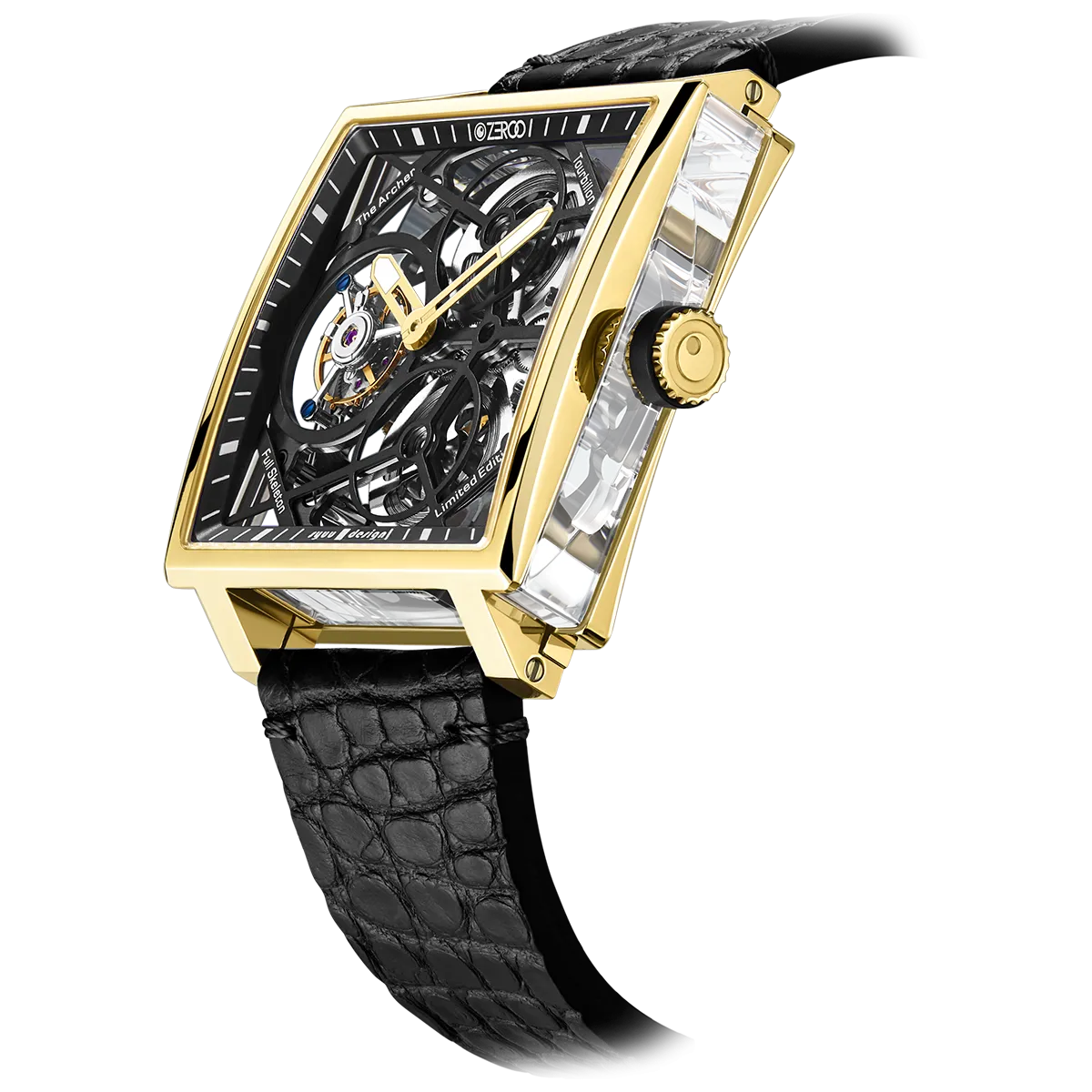 ZEROO T1 THE ARCHER FULL SKELETON TOURBILLONMANUAL TOURBILLON WATCH FOR GENTS - ZT002GBK