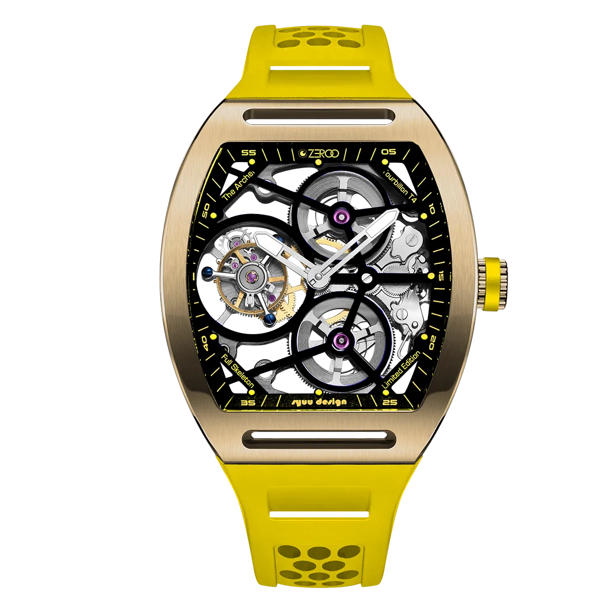 ZEROO T4 THE ARCHER FULL SKELETON TOURBILLONMANUAL TOURBILLON WATCH FOR GENTS - ZT004GYW