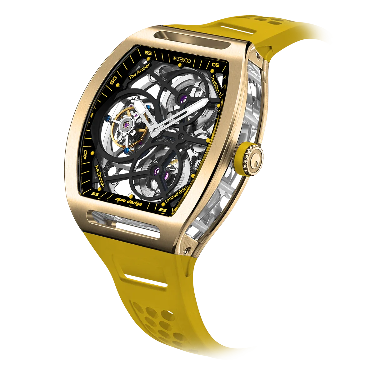 ZEROO T4 THE ARCHER FULL SKELETON TOURBILLONMANUAL TOURBILLON WATCH FOR GENTS - ZT004GYW
