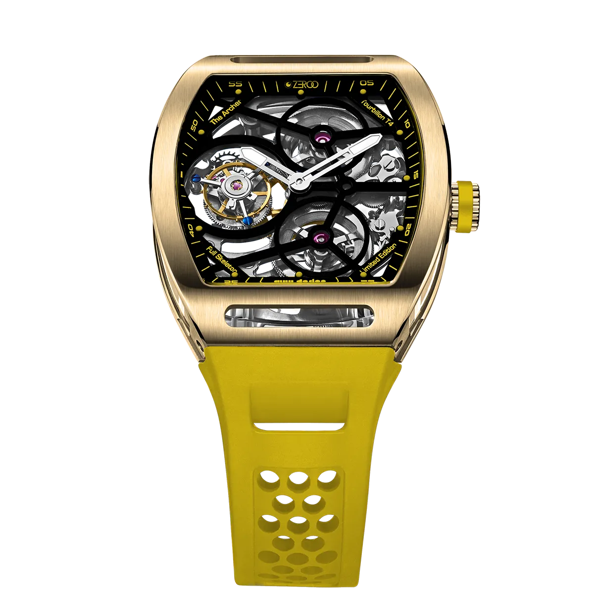 ZEROO T4 THE ARCHER FULL SKELETON TOURBILLONMANUAL TOURBILLON WATCH FOR GENTS - ZT004GYW