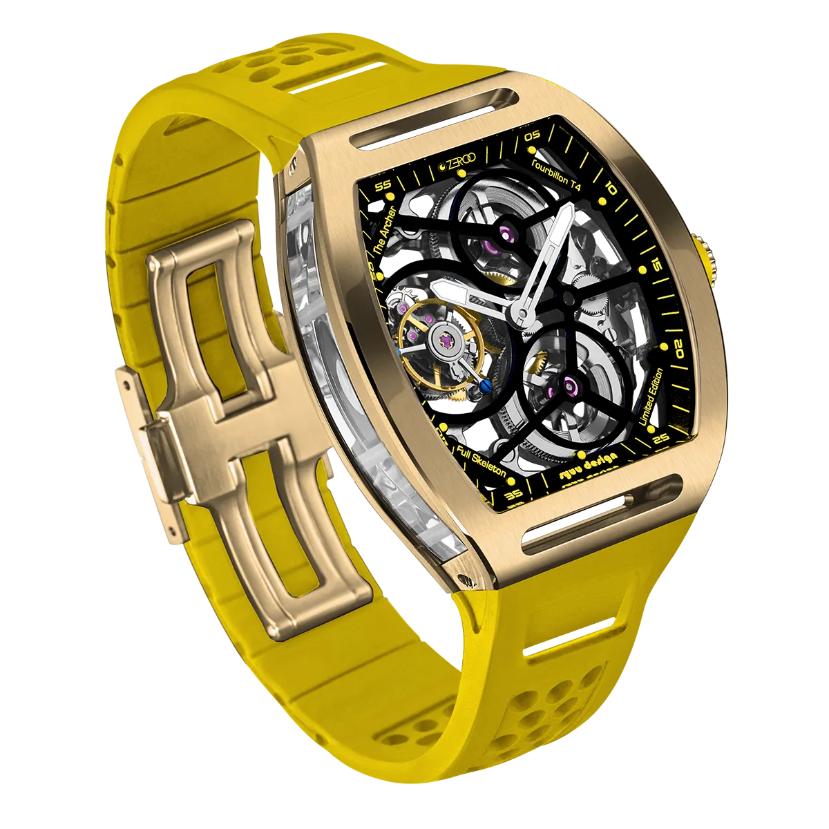 ZEROO T4 THE ARCHER FULL SKELETON TOURBILLONMANUAL TOURBILLON WATCH FOR GENTS - ZT004GYW