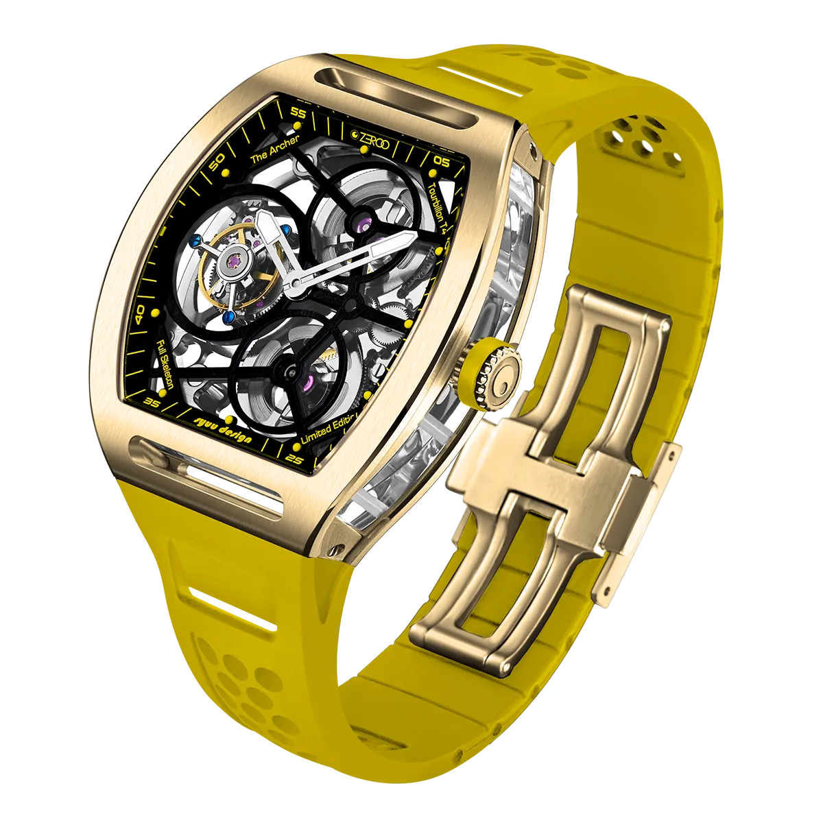 ZEROO T4 THE ARCHER FULL SKELETON TOURBILLONMANUAL TOURBILLON WATCH FOR GENTS - ZT004GYW