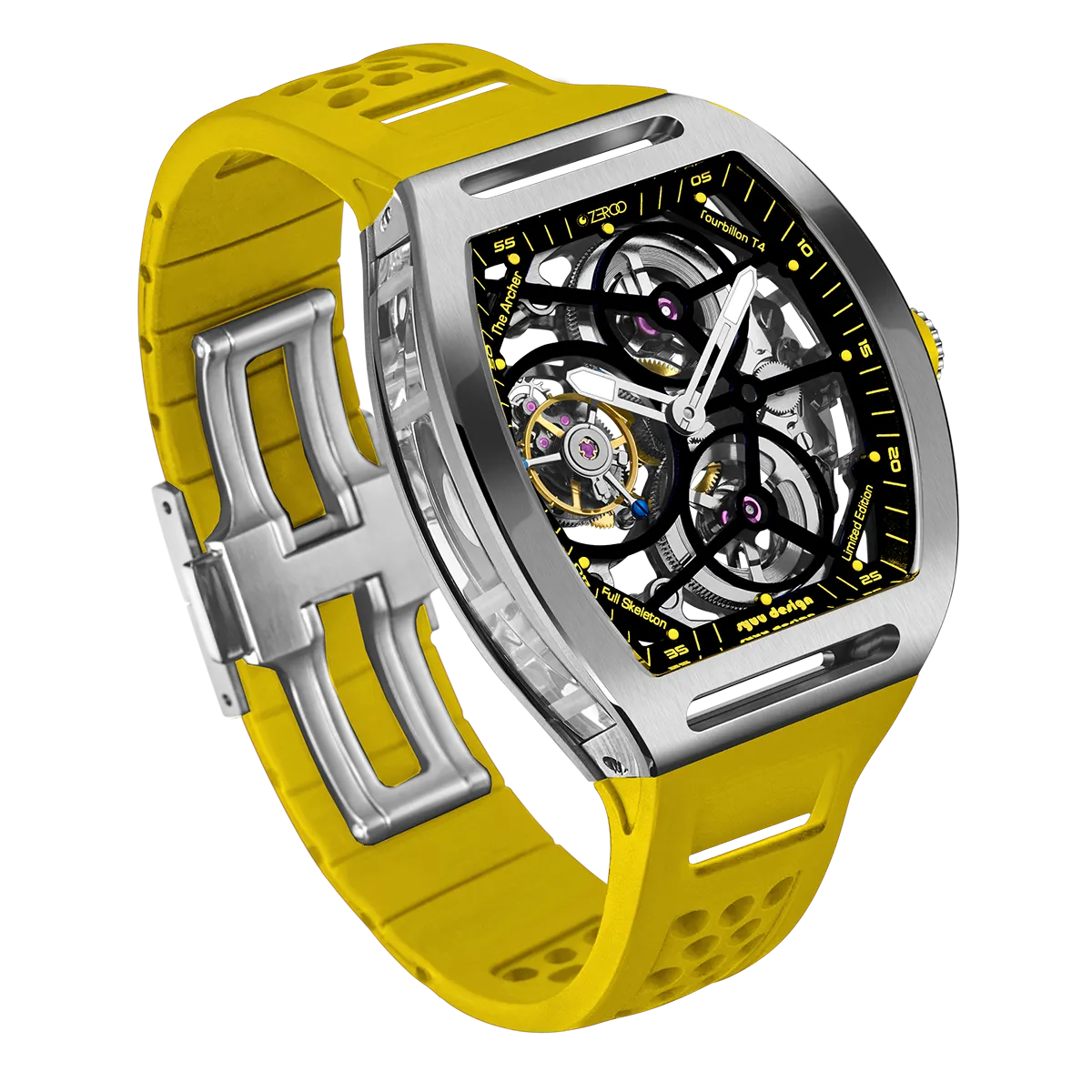 ZEROO T4 THE ARCHER FULL SKELETON TOURBILLONMANUAL TOURBILLON WATCH FOR GENTS - ZT004SYW
