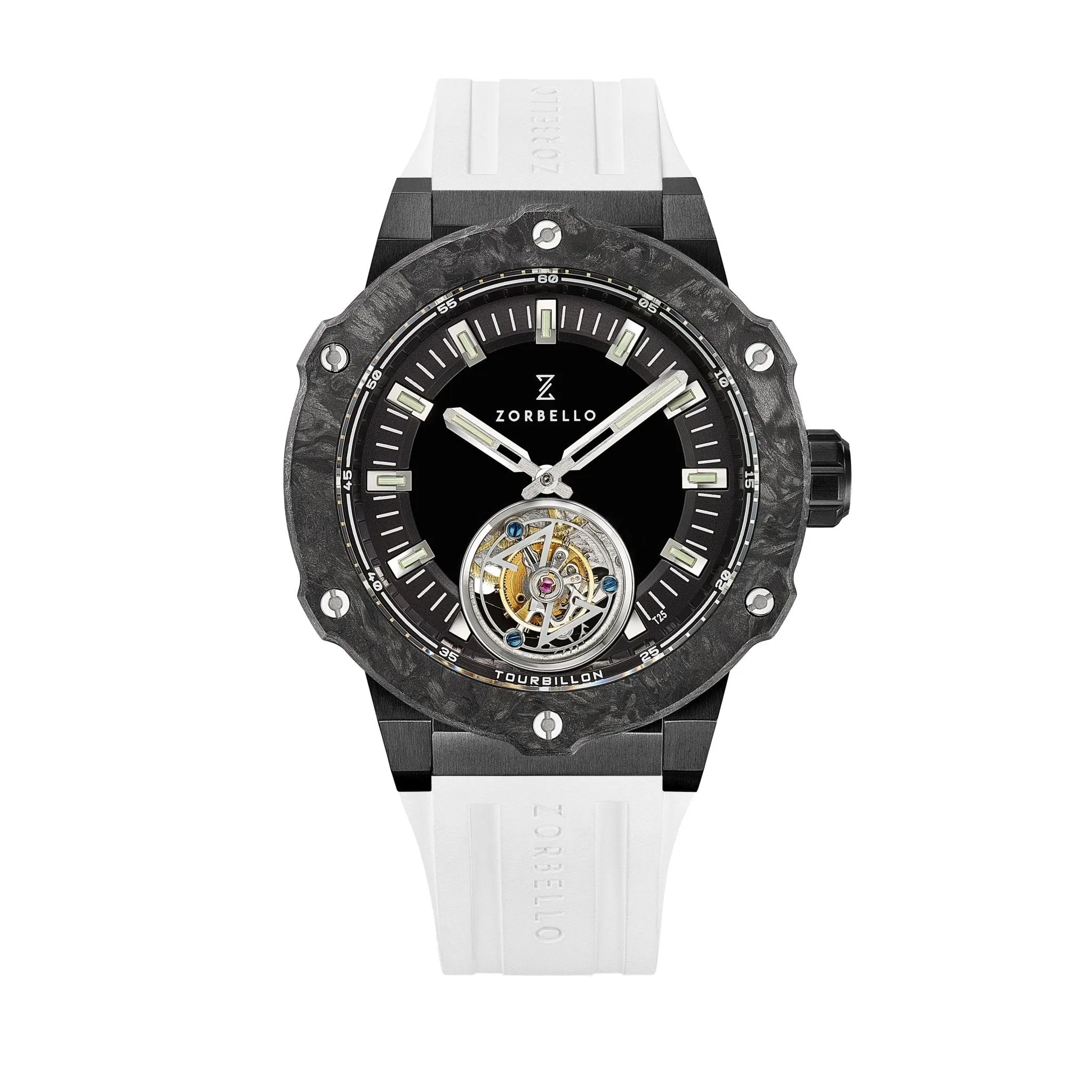 Zorbello Watch T2 Tourbillon White Tritium Tubes ZBAC002 *Free Watch Winder*
