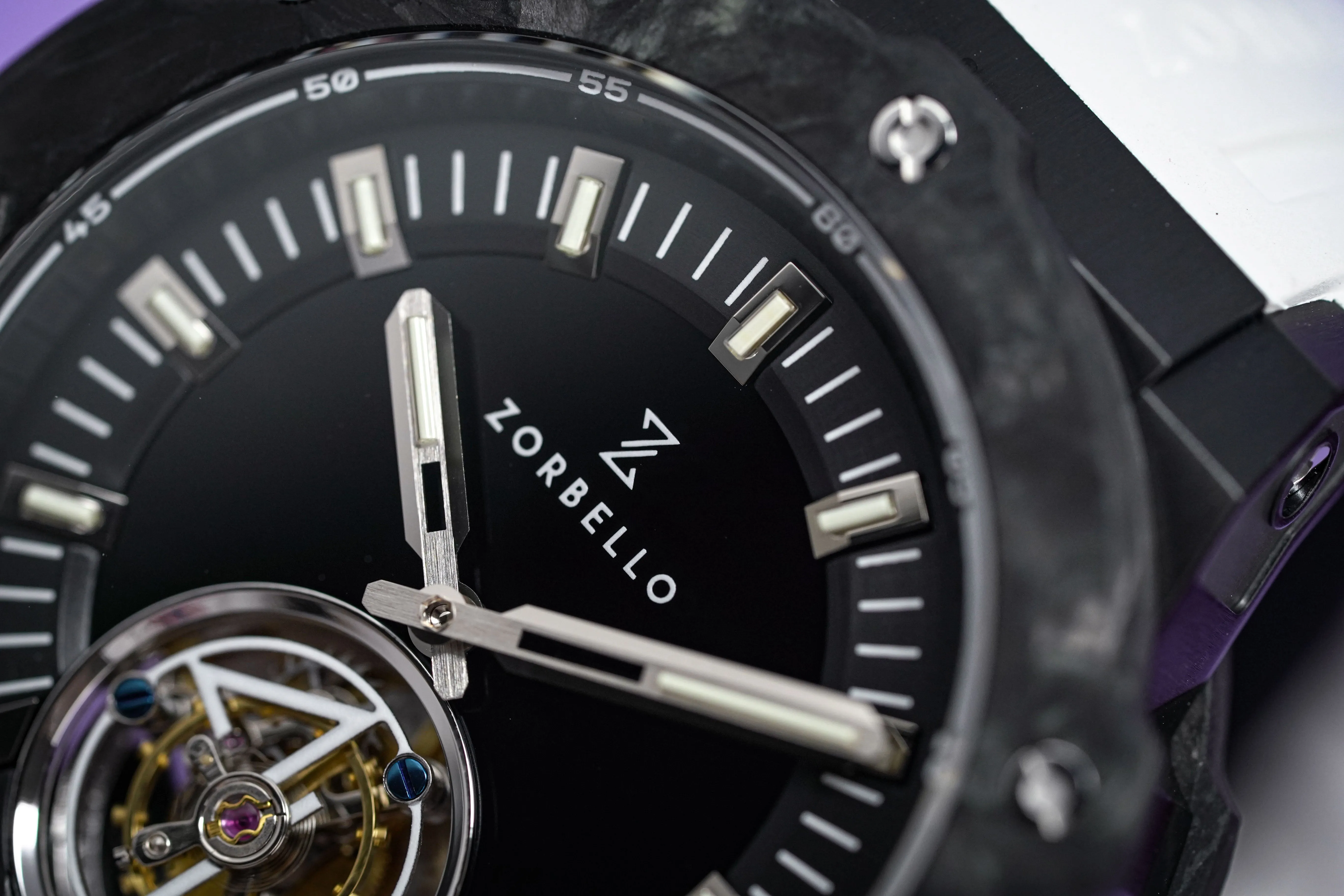 Zorbello Watch T2 Tourbillon White Tritium Tubes ZBAC002 *Free Watch Winder*