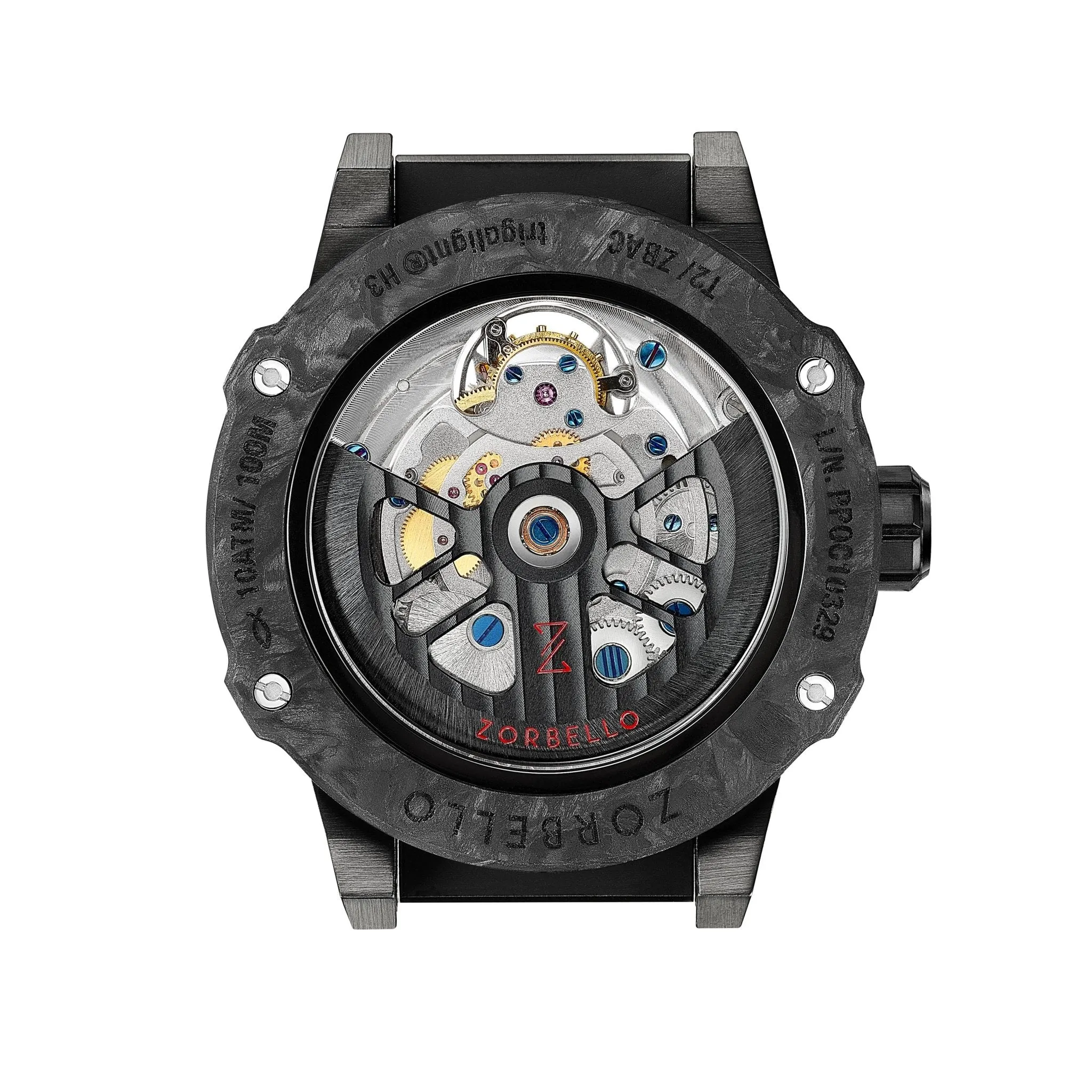 Zorbello Watch T2 Tourbillon White Tritium Tubes ZBAC002 *Free Watch Winder*