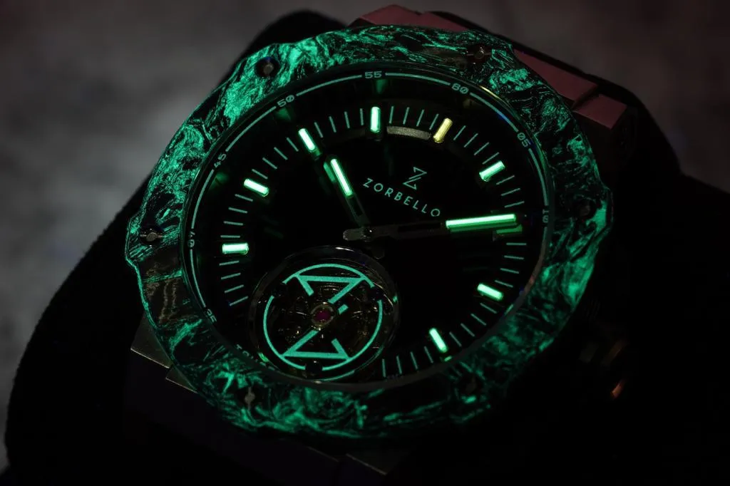 Zorbello Watch T2 Tourbillon White Tritium Tubes ZBAC002 *Free Watch Winder*