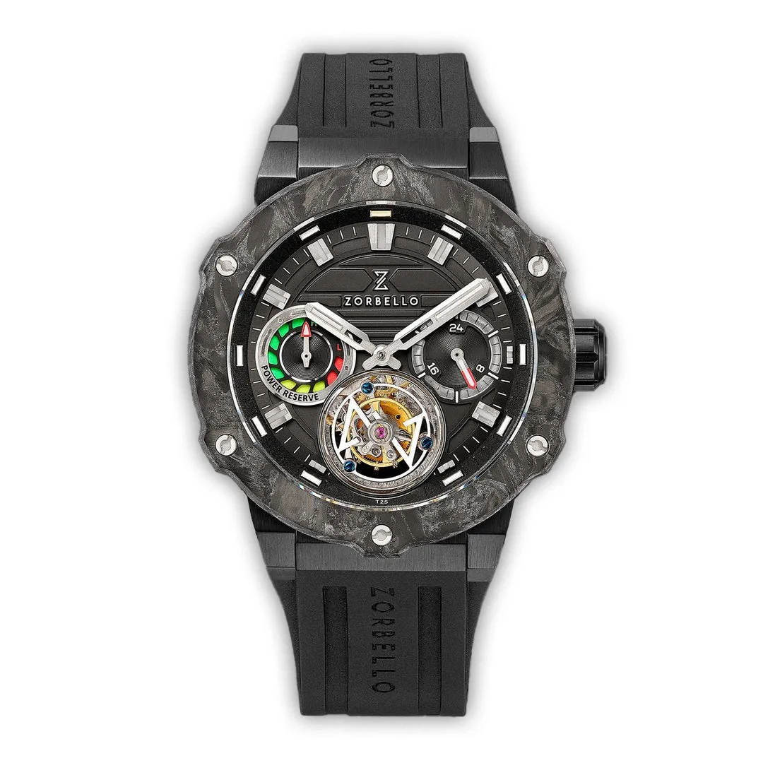 Zorbello Watch T3 Tourbillon Black Super-Luminova® Tritium ZBAD001 *Free Watch Winder*