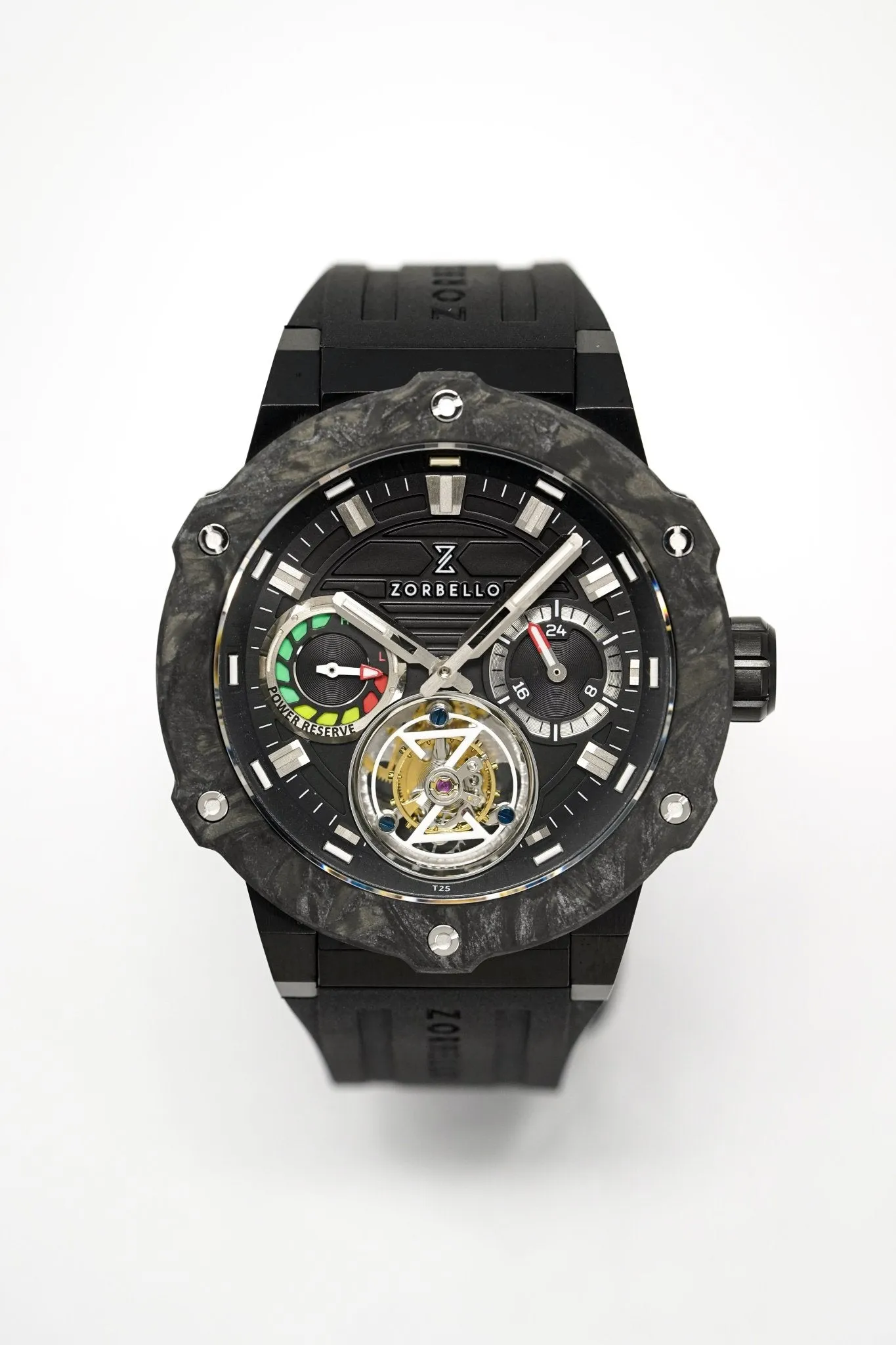 Zorbello Watch T3 Tourbillon Black Super-Luminova® Tritium ZBAD001 *Free Watch Winder*