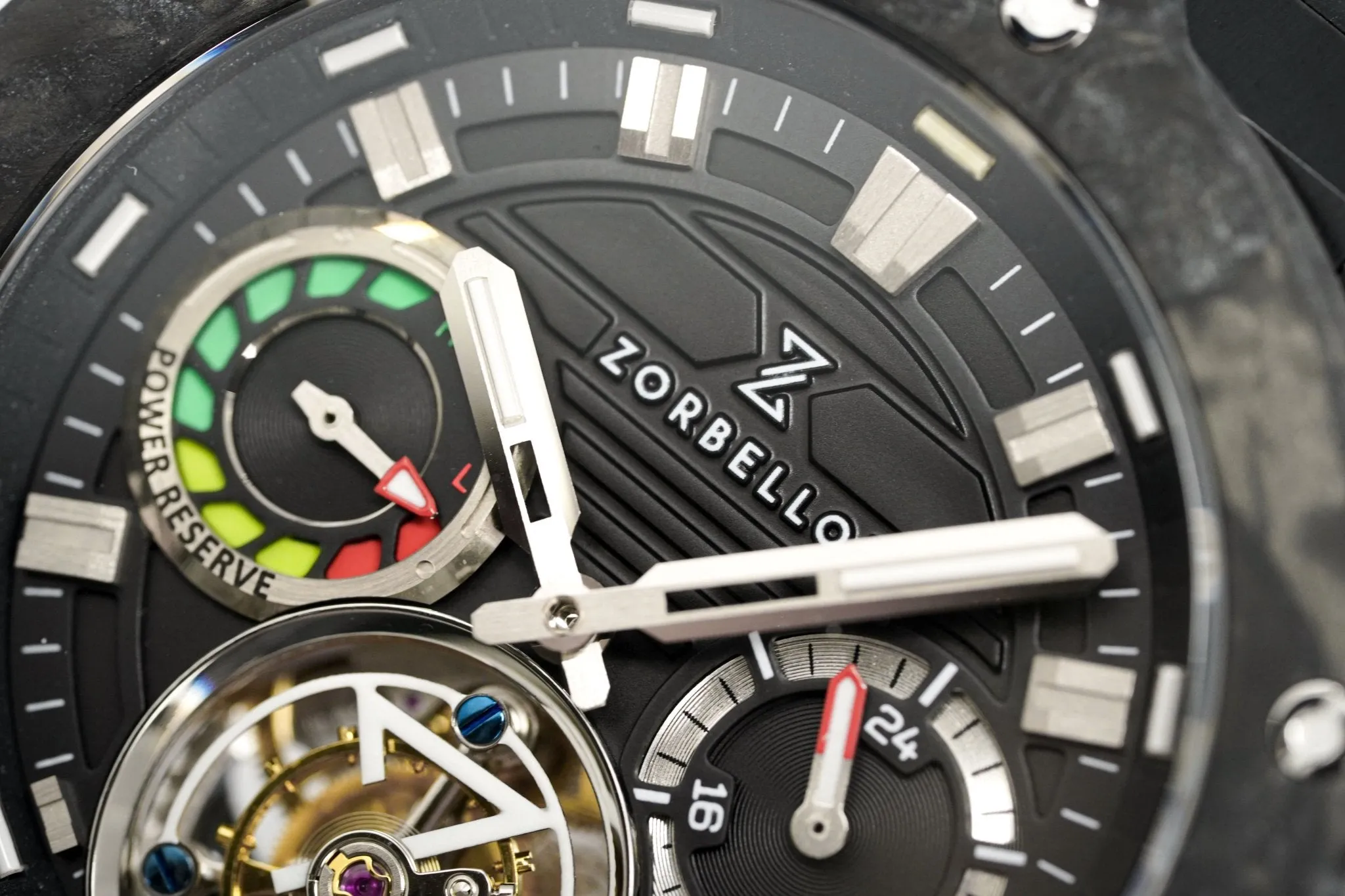 Zorbello Watch T3 Tourbillon Black Super-Luminova® Tritium ZBAD001 *Free Watch Winder*
