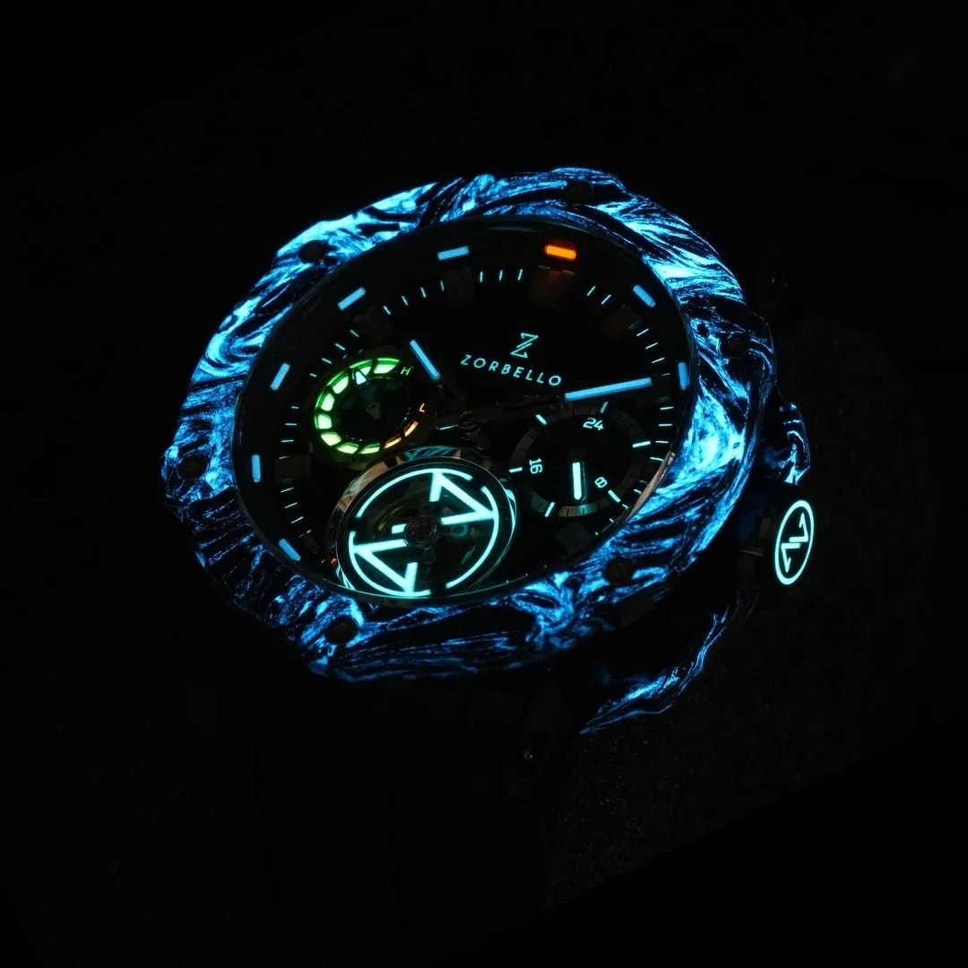 Zorbello Watch T3 Tourbillon Black Super-Luminova® Tritium ZBAD001 *Free Watch Winder*