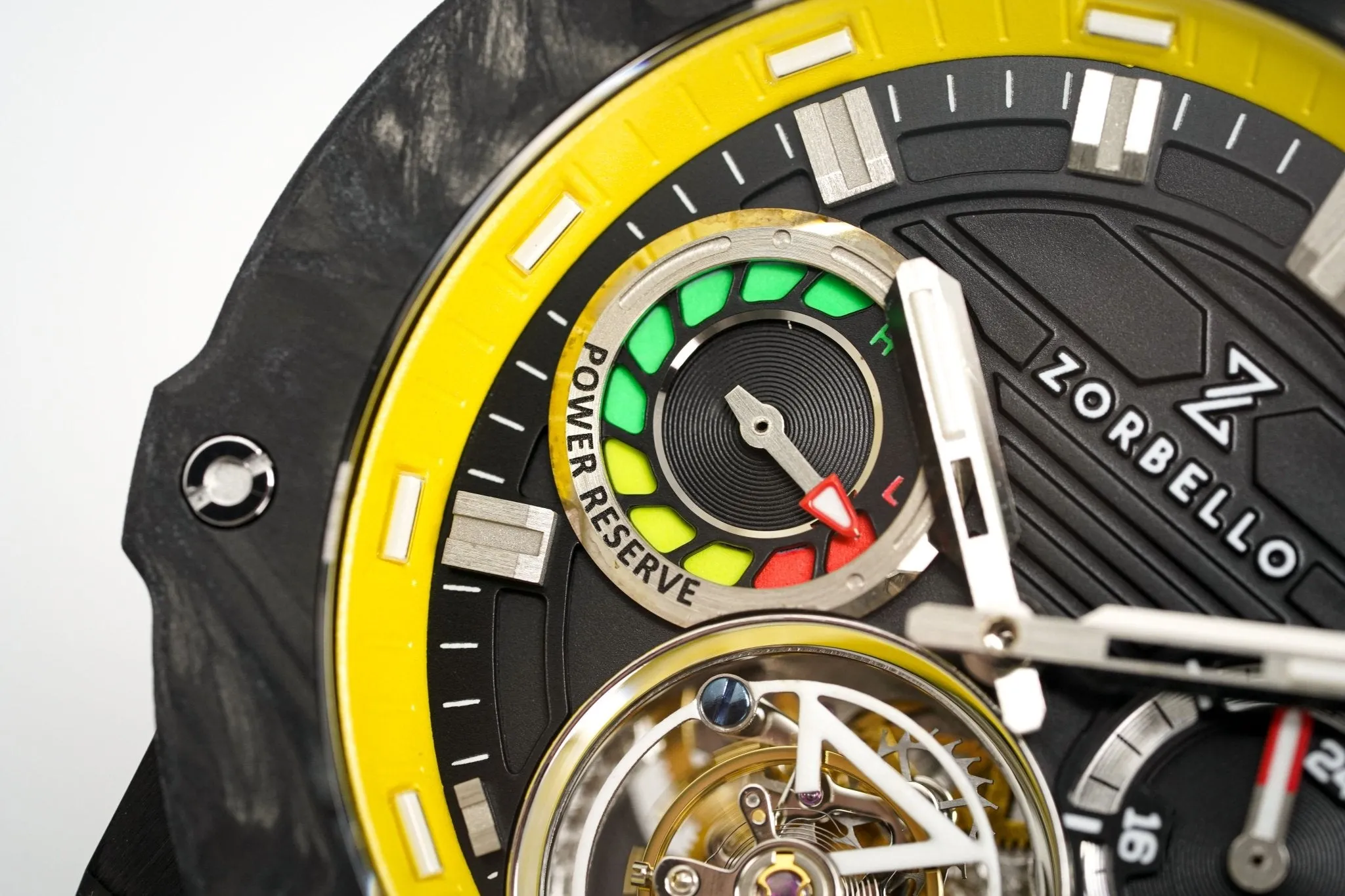 Zorbello Watch T3 Tourbillon Yellow Super-Luminova® Tritium ZBAD003 *Free Watch Winder*
