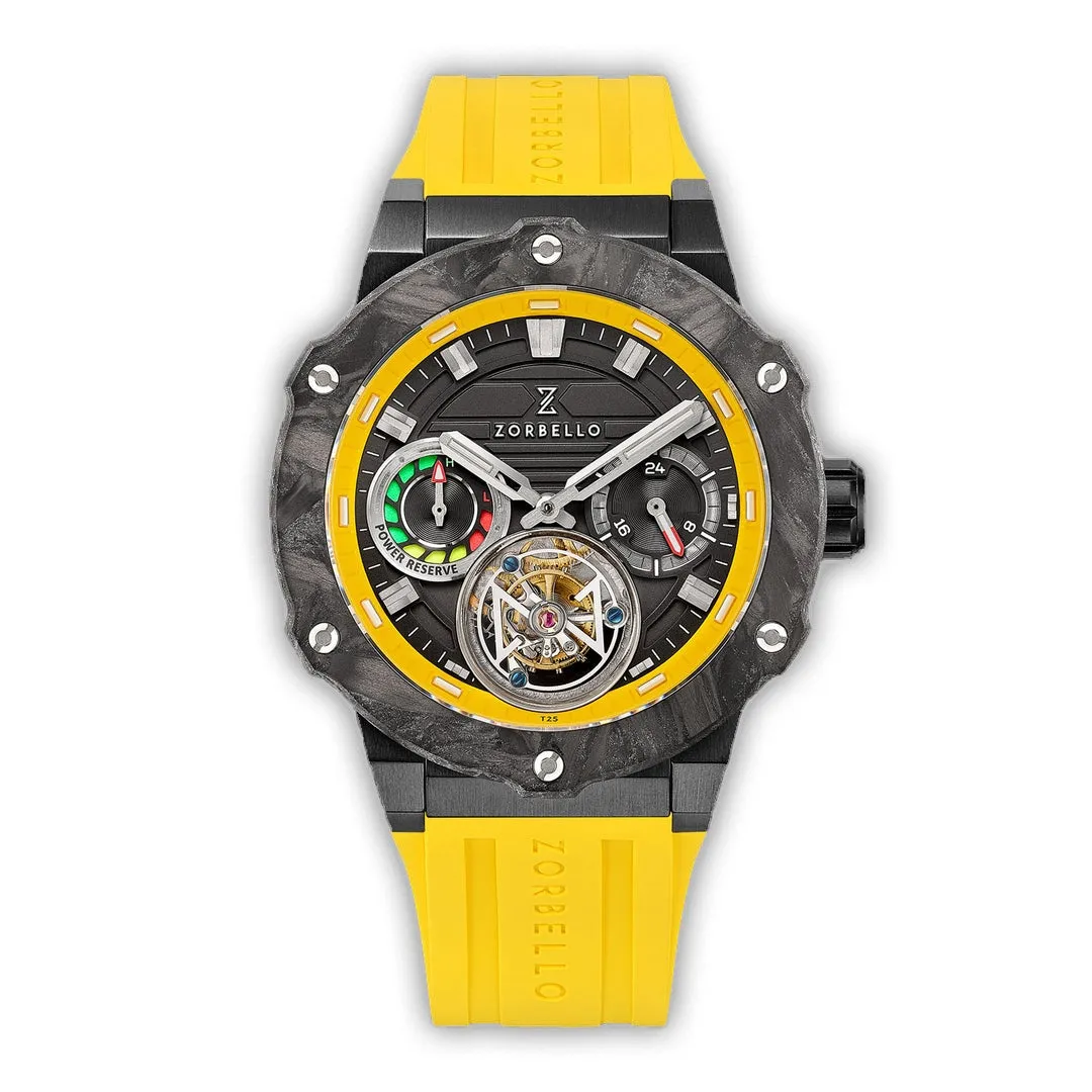 Zorbello Watch T3 Tourbillon Yellow Super-Luminova® Tritium ZBAD003 *Free Watch Winder*