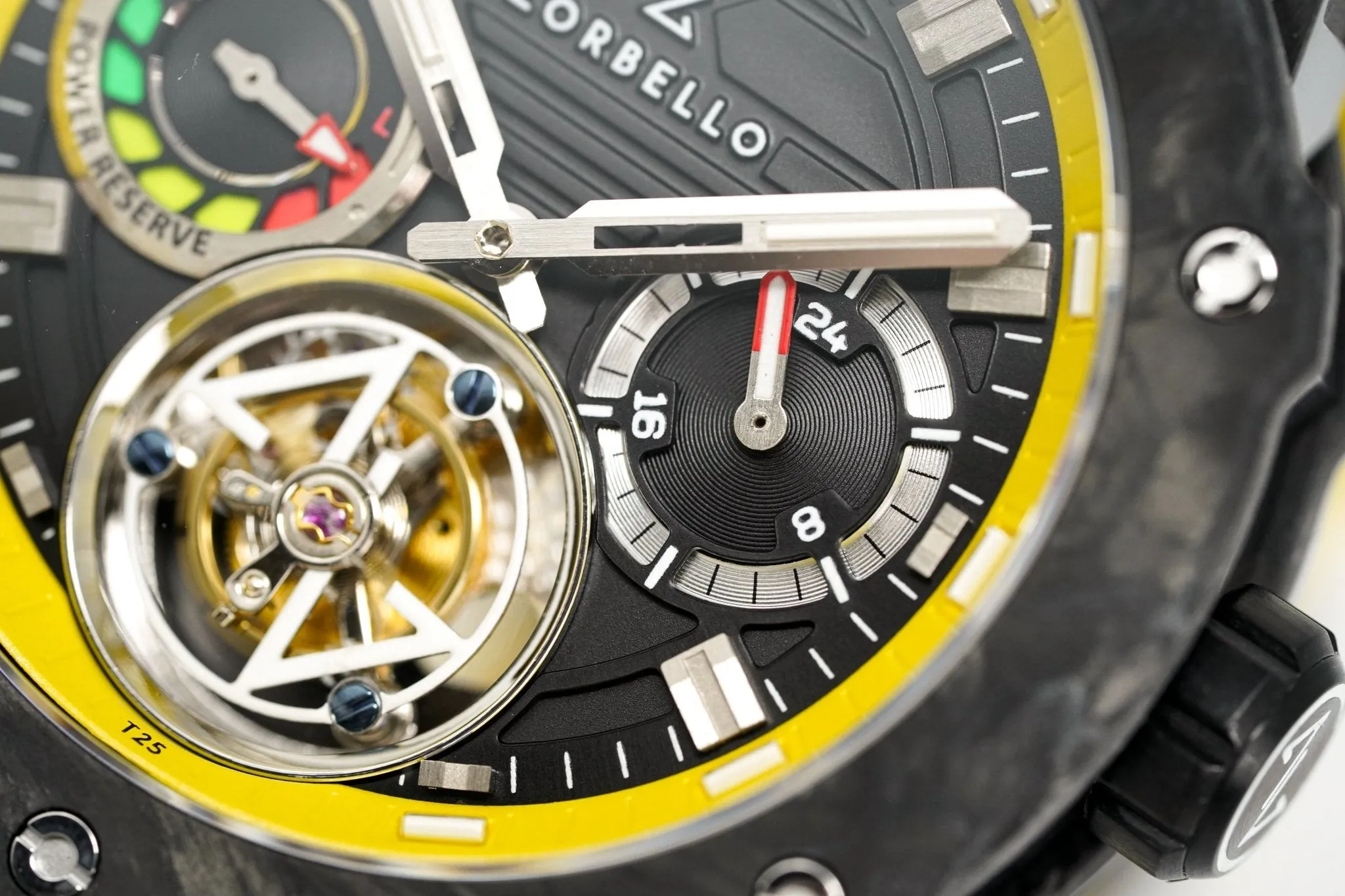 Zorbello Watch T3 Tourbillon Yellow Super-Luminova® Tritium ZBAD003 *Free Watch Winder*