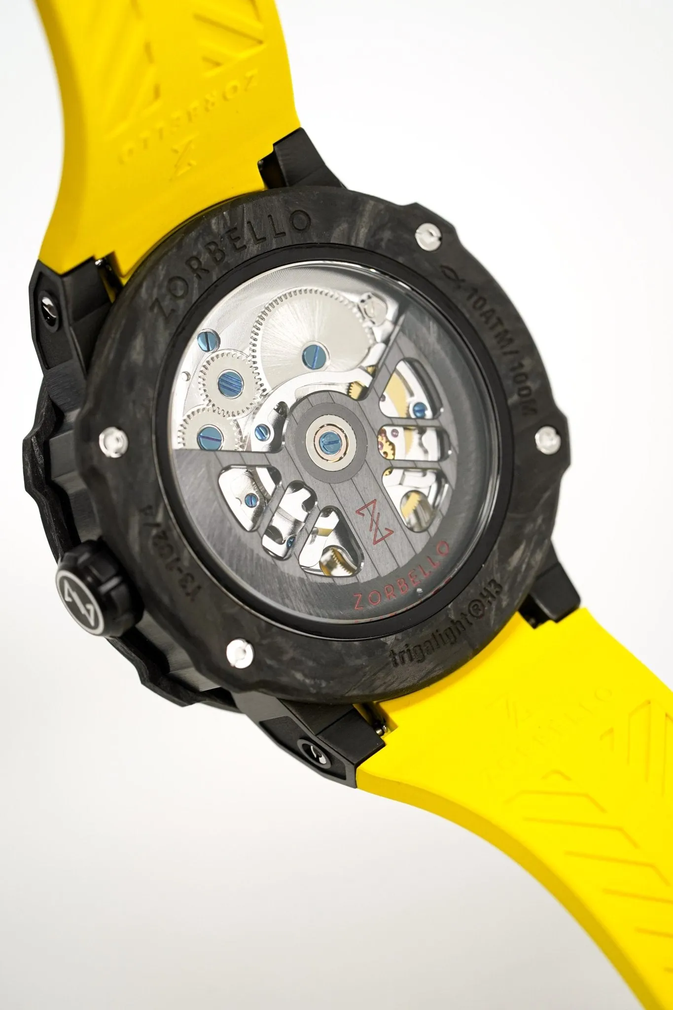Zorbello Watch T3 Tourbillon Yellow Super-Luminova® Tritium ZBAD003 *Free Watch Winder*