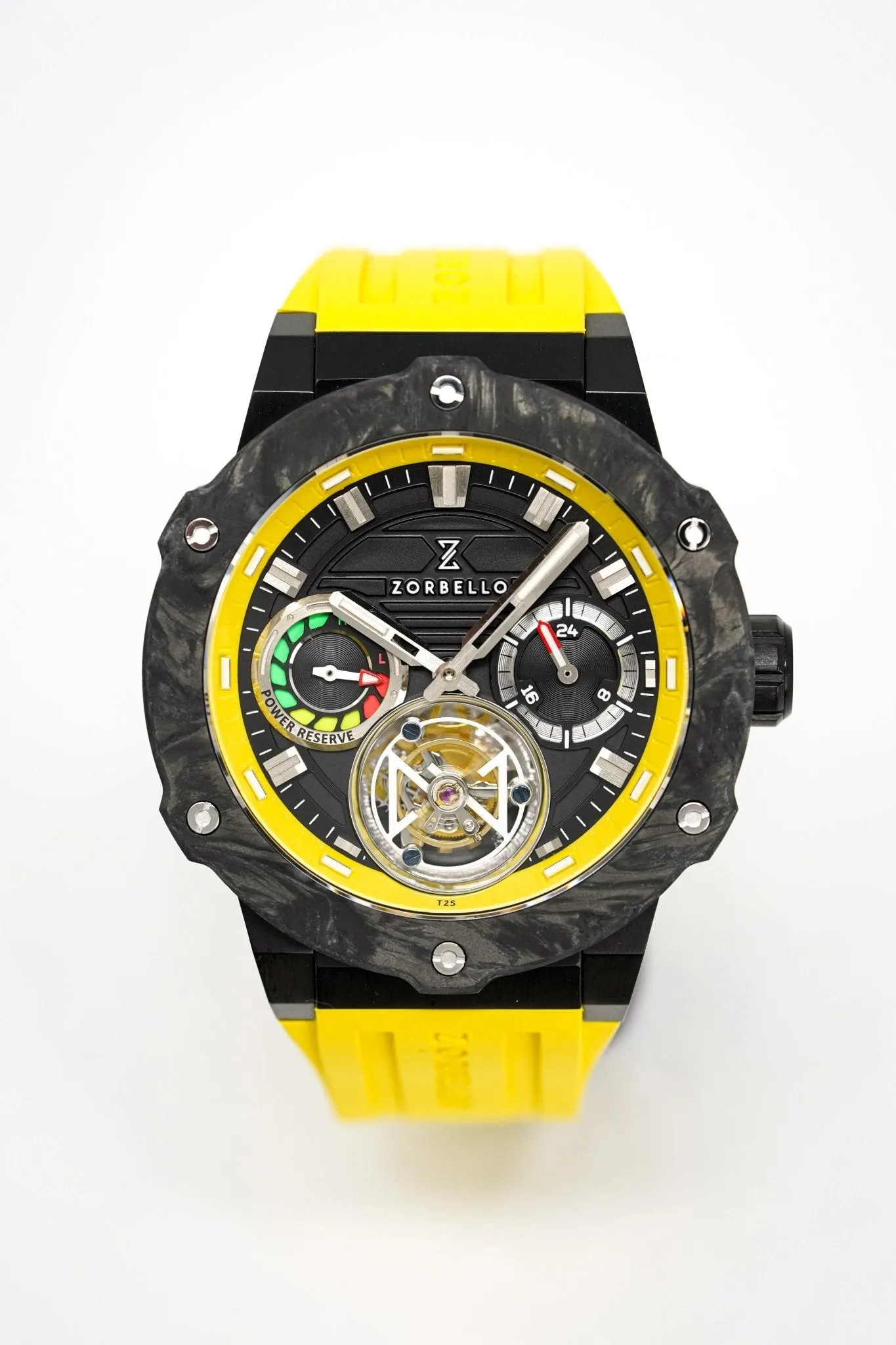 Zorbello Watch T3 Tourbillon Yellow Super-Luminova® Tritium ZBAD003 *Free Watch Winder*