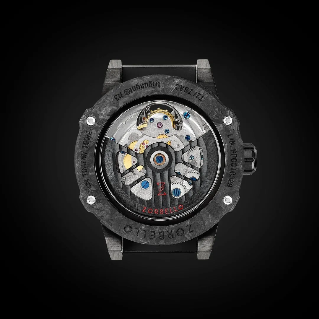 Zorbello Watch T3 Tourbillon Yellow Super-Luminova® Tritium ZBAD003 *Free Watch Winder*